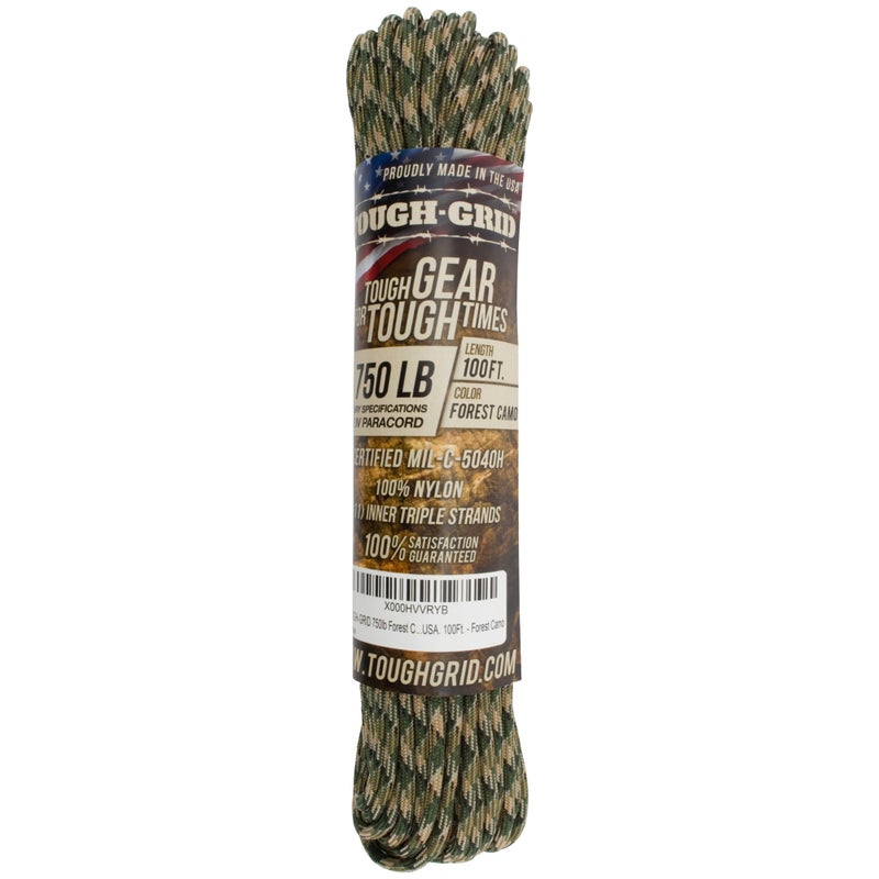 TOUGH-GRID 750 Paracord Rope Nylon Parachute Cord, Made in USA Survival Kit, Outdoor Adventures, Camping, Tactical Gear & Emergency Supplies, Military Type IV Mil-Spec - Image 3